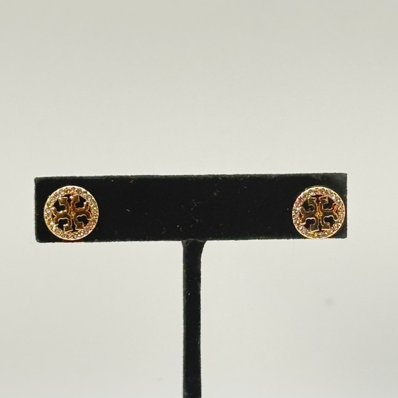 Tory Burch Rose Gold Logo Crystal Studs 🌸 - Picture 1 of 5